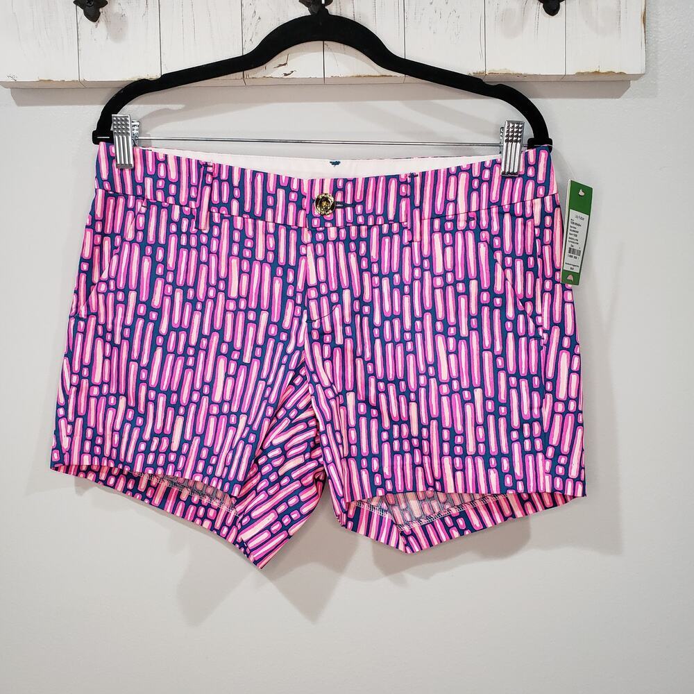 Lilly Pulitzer Callahan Shorts Size 4 NWT Pink Blue Print 5" Inseam